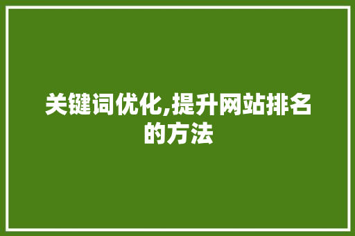 关键词优化,提升网站排名的方法