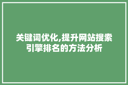 关键词优化,提升网站搜索引擎排名的方法分析