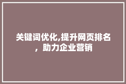 关键词优化,提升网页排名，助力企业营销