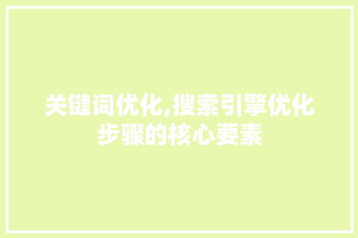 关键词优化,搜索引擎优化步骤的核心要素