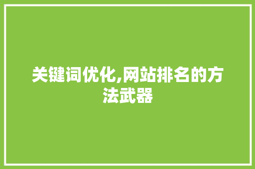 关键词优化,网站排名的方法武器