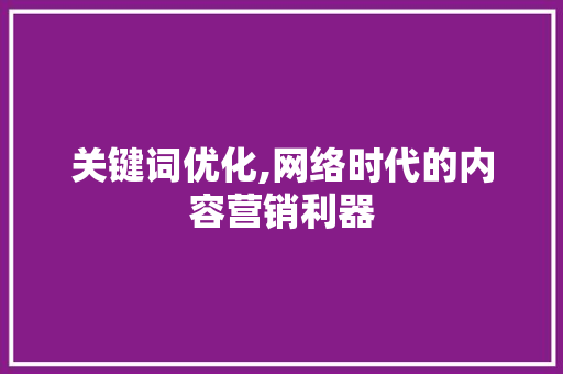 关键词优化,网络时代的内容营销利器