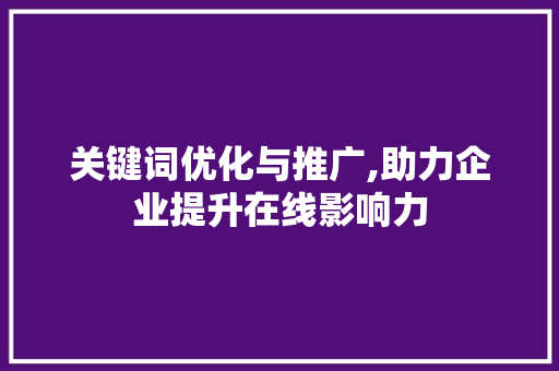 关键词优化与推广,助力企业提升在线影响力