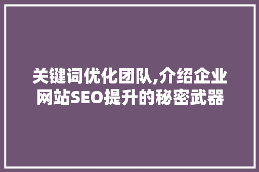 关键词优化团队,介绍企业网站SEO提升的秘密武器 Ruby