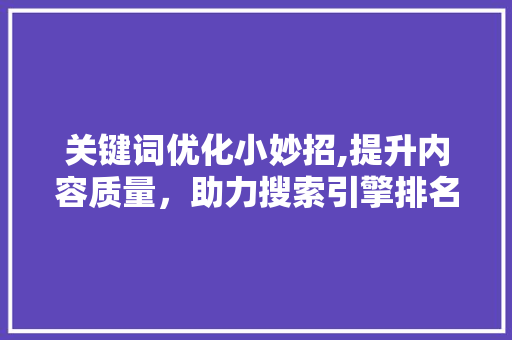 关键词优化小妙招,提升内容质量，助力搜索引擎排名