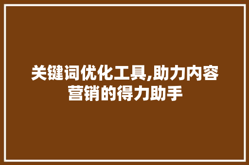 关键词优化工具,助力内容营销的得力助手