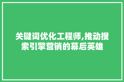 关键词优化工程师,推动搜索引擎营销的幕后英雄 Python