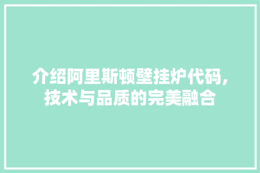 介绍阿里斯顿壁挂炉代码,技术与品质的完美融合