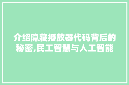 介绍隐藏播放器代码背后的秘密,民工智慧与人工智能的碰撞