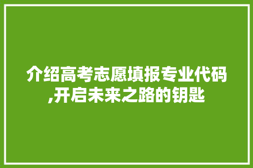 介绍高考志愿填报专业代码,开启未来之路的钥匙