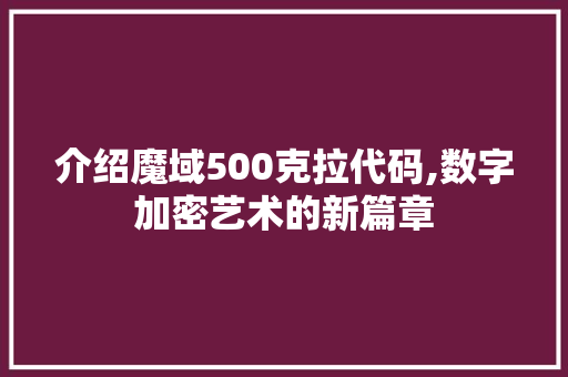 介绍魔域500克拉代码,数字加密艺术的新篇章