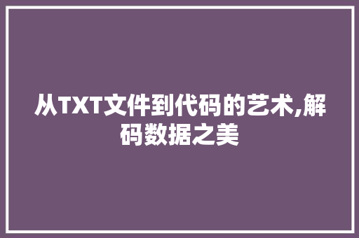 从TXT文件到代码的艺术,解码数据之美