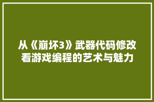 从《崩坏3》武器代码修改看游戏编程的艺术与魅力