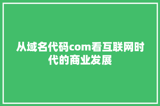 从域名代码com看互联网时代的商业发展