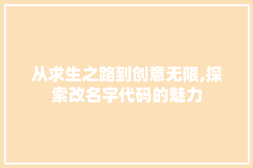 从求生之路到创意无限,探索改名字代码的魅力