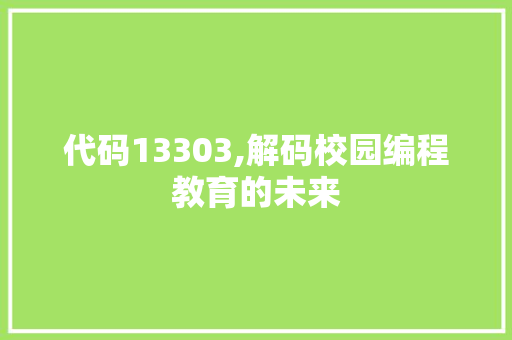 代码13303,解码校园编程教育的未来