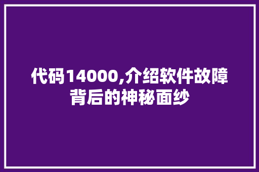 代码14000,介绍软件故障背后的神秘面纱