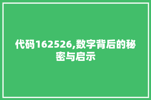 代码162526,数字背后的秘密与启示