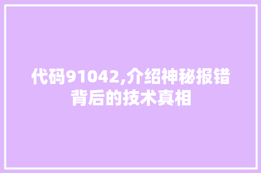 代码91042,介绍神秘报错背后的技术真相