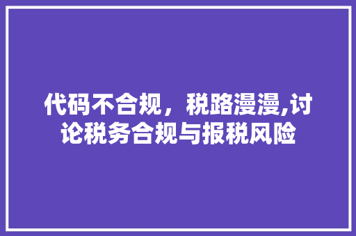 代码不合规，税路漫漫,讨论税务合规与报税风险