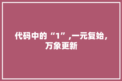 代码中的“1”,一元复始，万象更新