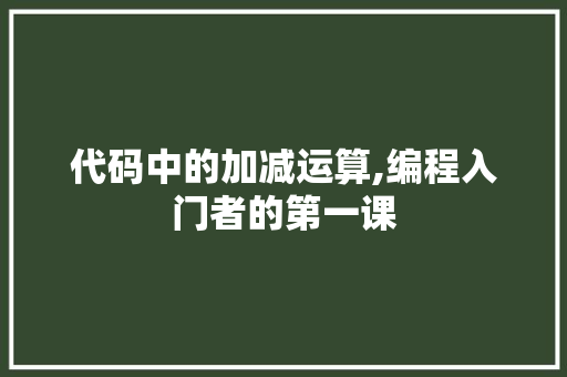 代码中的加减运算,编程入门者的第一课