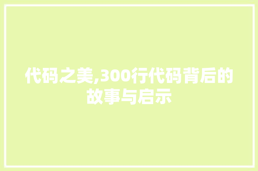 代码之美,300行代码背后的故事与启示