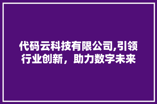 代码云科技有限公司,引领行业创新，助力数字未来