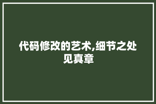 代码修改的艺术,细节之处见真章