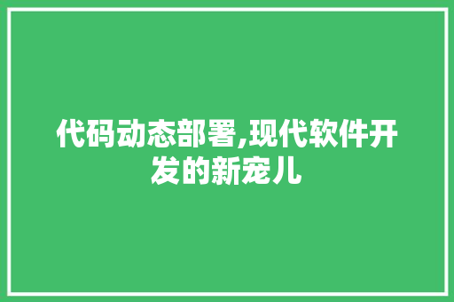 代码动态部署,现代软件开发的新宠儿