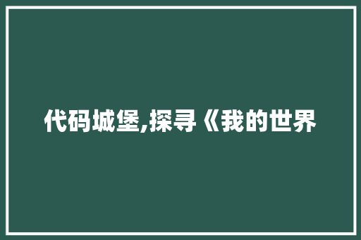 代码城堡,探寻《我的世界 GraphQL