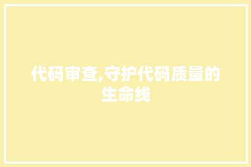 代码审查,守护代码质量的生命线