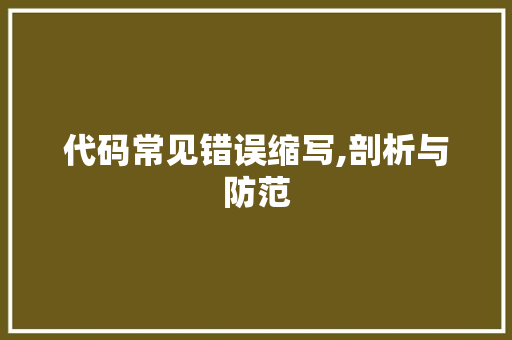 代码常见错误缩写,剖析与防范