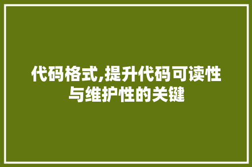 代码格式,提升代码可读性与维护性的关键