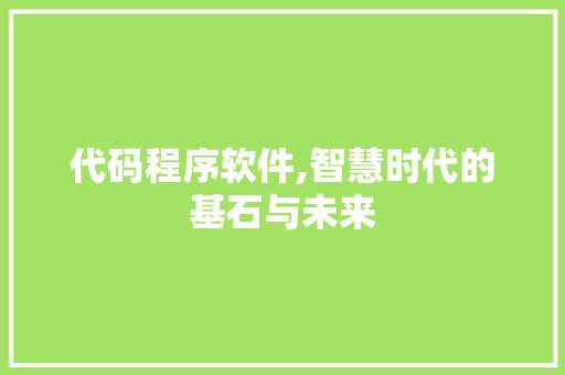 代码程序软件,智慧时代的基石与未来