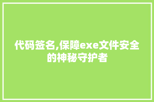 代码签名,保障exe文件安全的神秘守护者