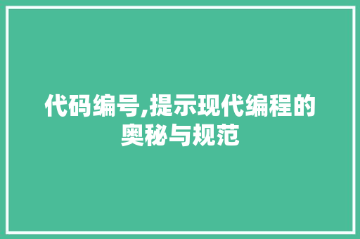 代码编号,提示现代编程的奥秘与规范