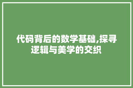 代码背后的数学基础,探寻逻辑与美学的交织