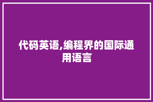 代码英语,编程界的国际通用语言