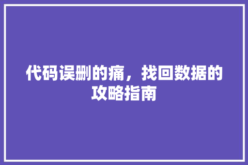 代码误删的痛，找回数据的攻略指南