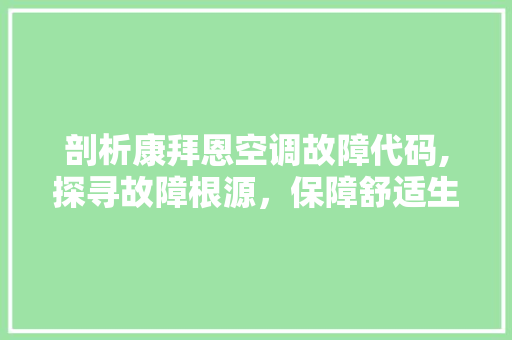 剖析康拜恩空调故障代码,探寻故障根源，保障舒适生活