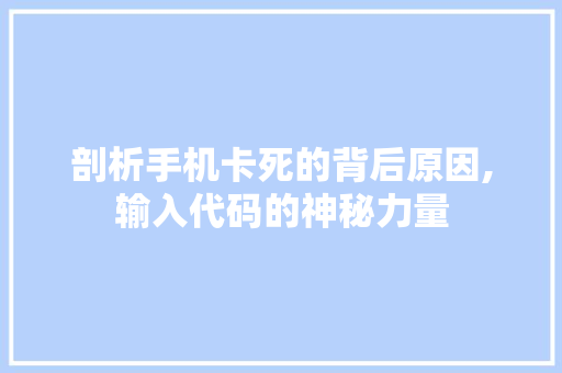 剖析手机卡死的背后原因,输入代码的神秘力量