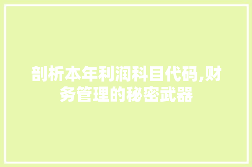 剖析本年利润科目代码,财务管理的秘密武器