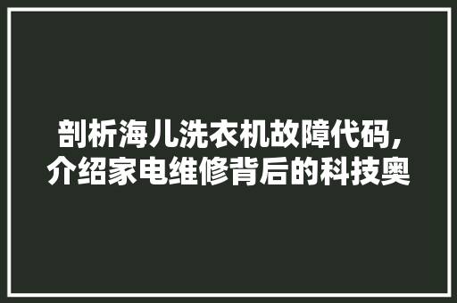 剖析海儿洗衣机故障代码,介绍家电维修背后的科技奥秘