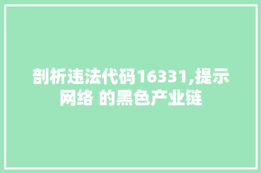 剖析违法代码16331,提示网络 的黑色产业链