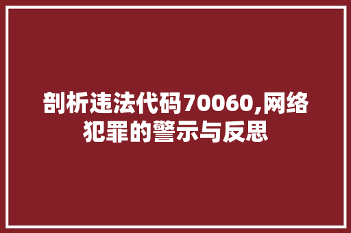 剖析违法代码70060,网络犯罪的警示与反思