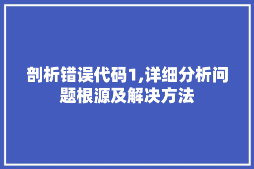 剖析错误代码1,详细分析问题根源及解决方法