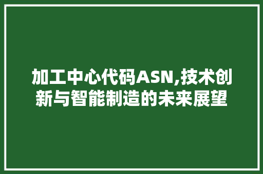 加工中心代码ASN,技术创新与智能制造的未来展望