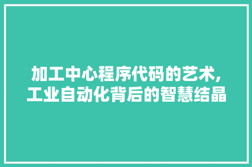 加工中心程序代码的艺术,工业自动化背后的智慧结晶