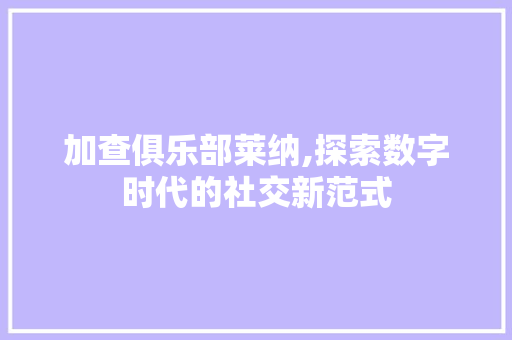 加查俱乐部莱纳,探索数字时代的社交新范式